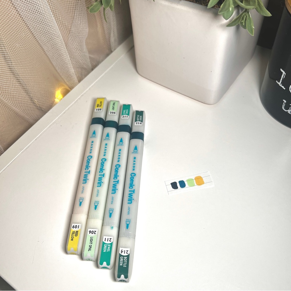 4 Japanese Comic Twin Green Shades Alcohol Manga Markers